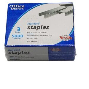 Office Depot Standard Staples 5000 Per Box 3 Pack Chisel Point Stapler
